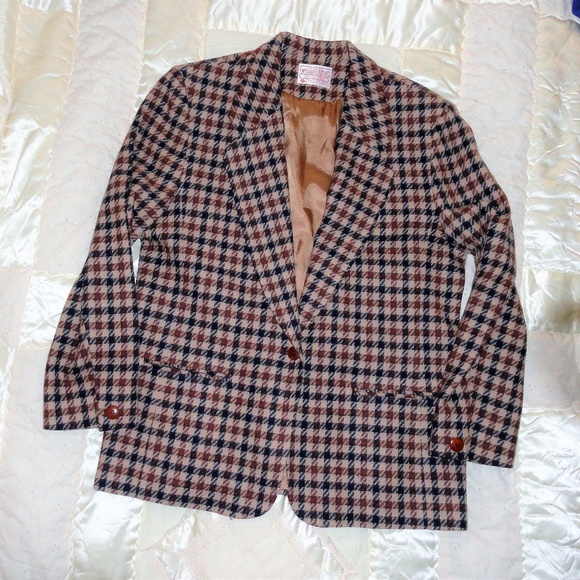 Vintage Jackets & Blazers - Vintage Wool Box Blazer Pendleton Plaid Sz LP
